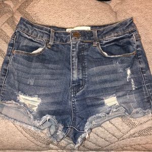 Ripped jean shorts